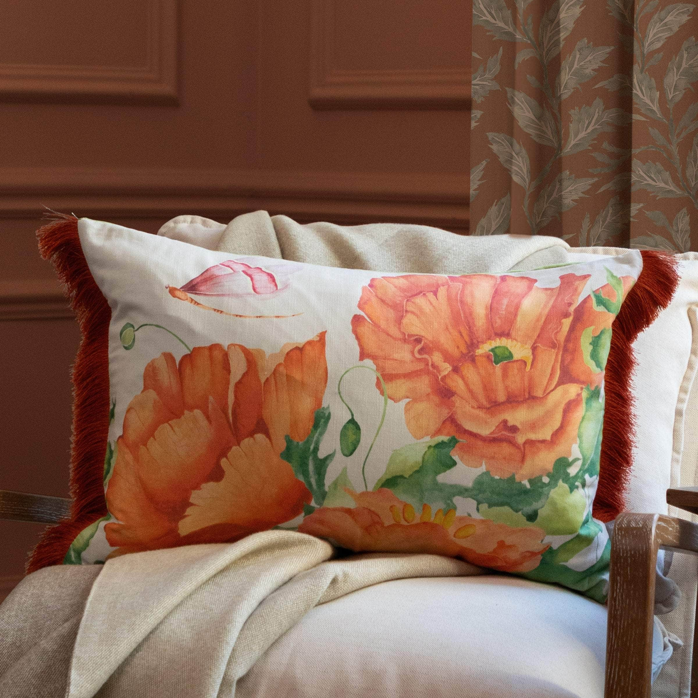 Voyage Maison (Riva Home) Voyage Maison Cushion Voyage Maison Valeria Printed Ruched Cushion in Scarlet