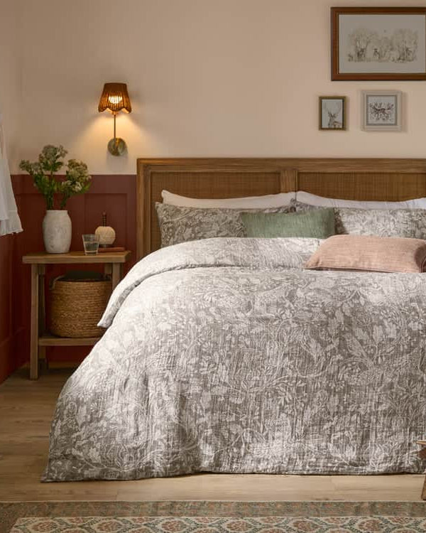 CADEMUIR REVERSIBLE 100% COTTON MUSLIN DUVET COVER SET NUT by Voyage Maison