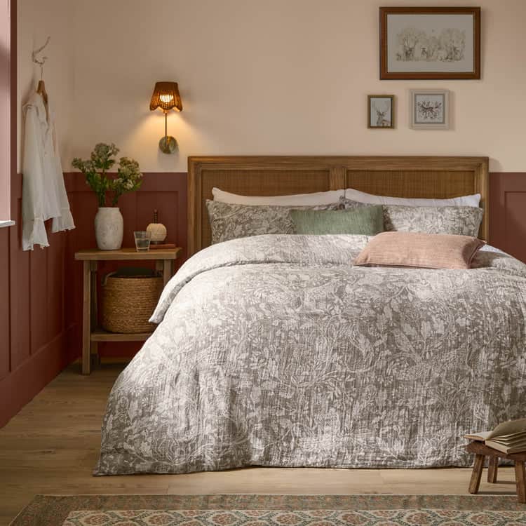 CADEMUIR REVERSIBLE 100% COTTON MUSLIN DUVET COVER SET NUT by Voyage Maison