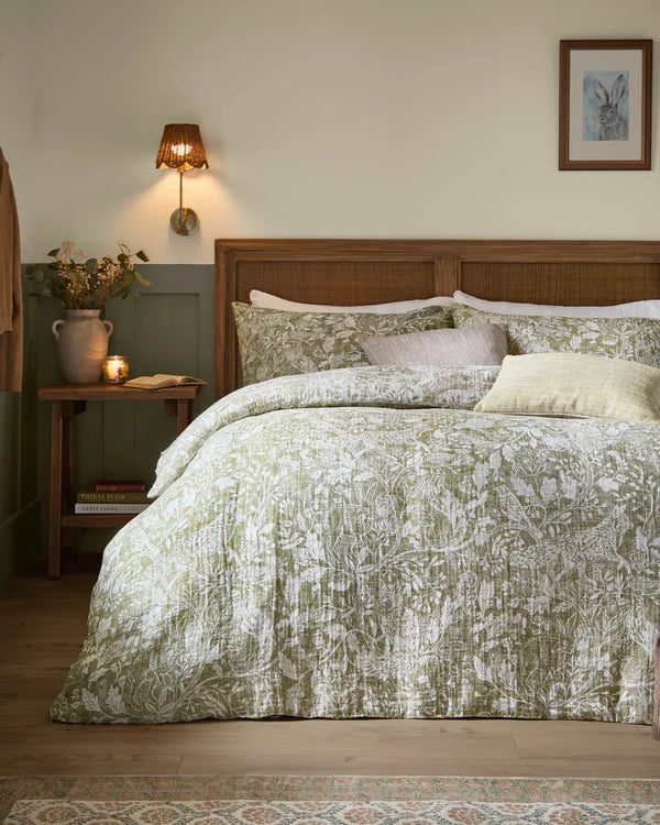 CADEMUIR REVERSIBLE 100% COTTON MUSLIN DUVET COVER SET SAGE by Voyage Maison