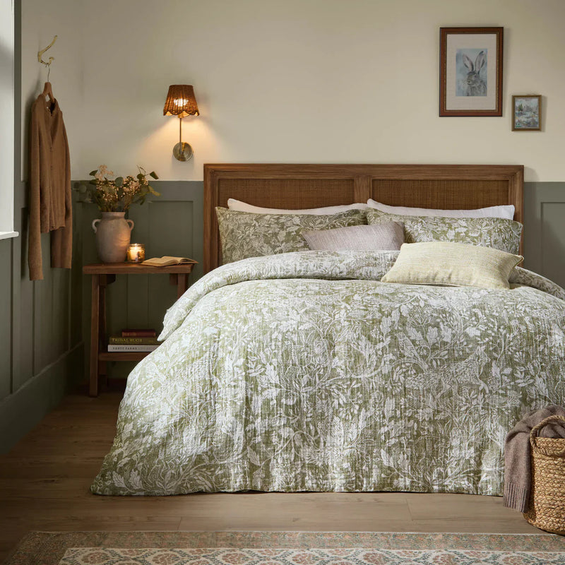 CADEMUIR REVERSIBLE 100% COTTON MUSLIN DUVET COVER SET SAGE by Voyage Maison