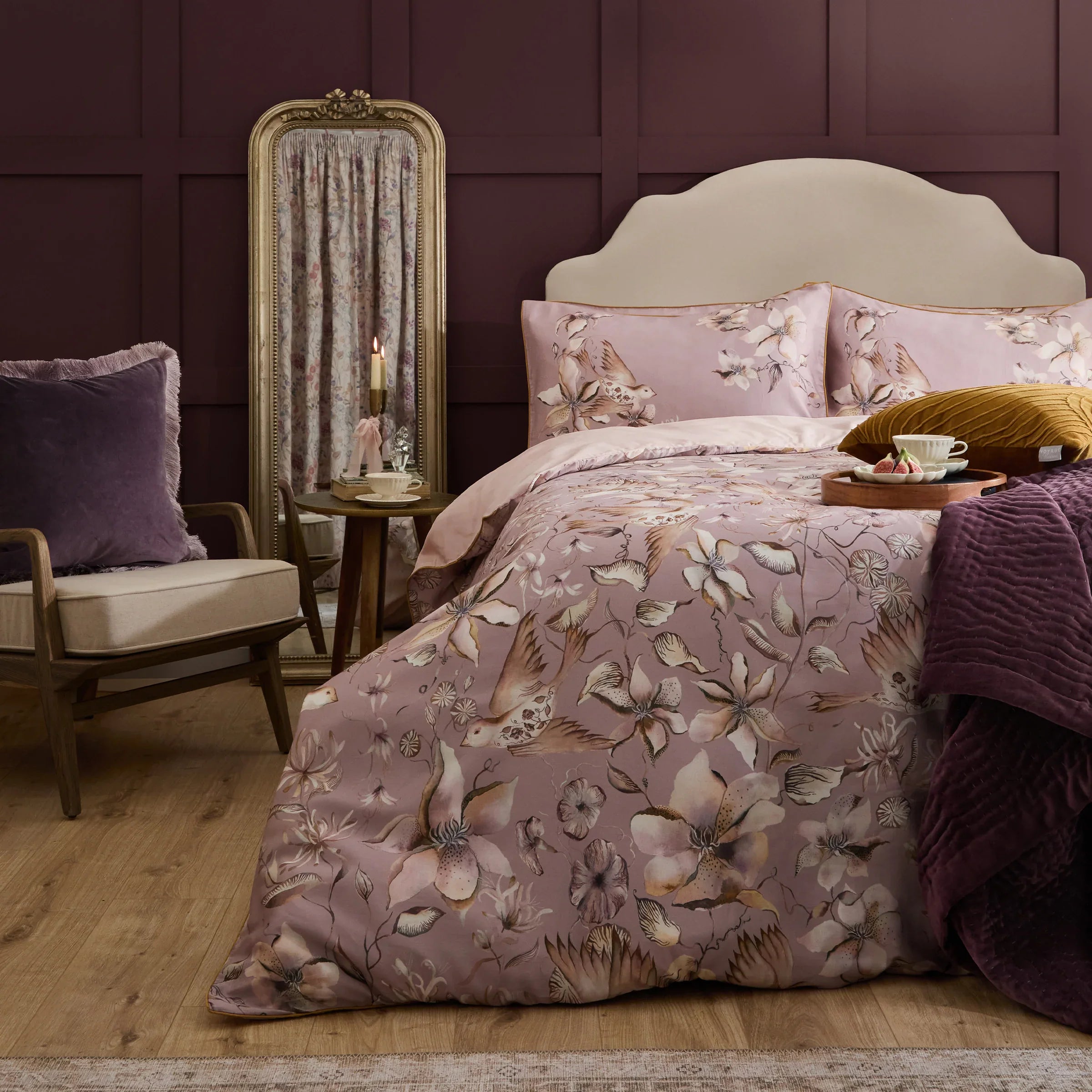 Voyage Maison (Riva Home) Voyage Maison Duvet Cover set FLOELLA PRINTED DUVET COVER SET IN PURPLE by Voyage Maison