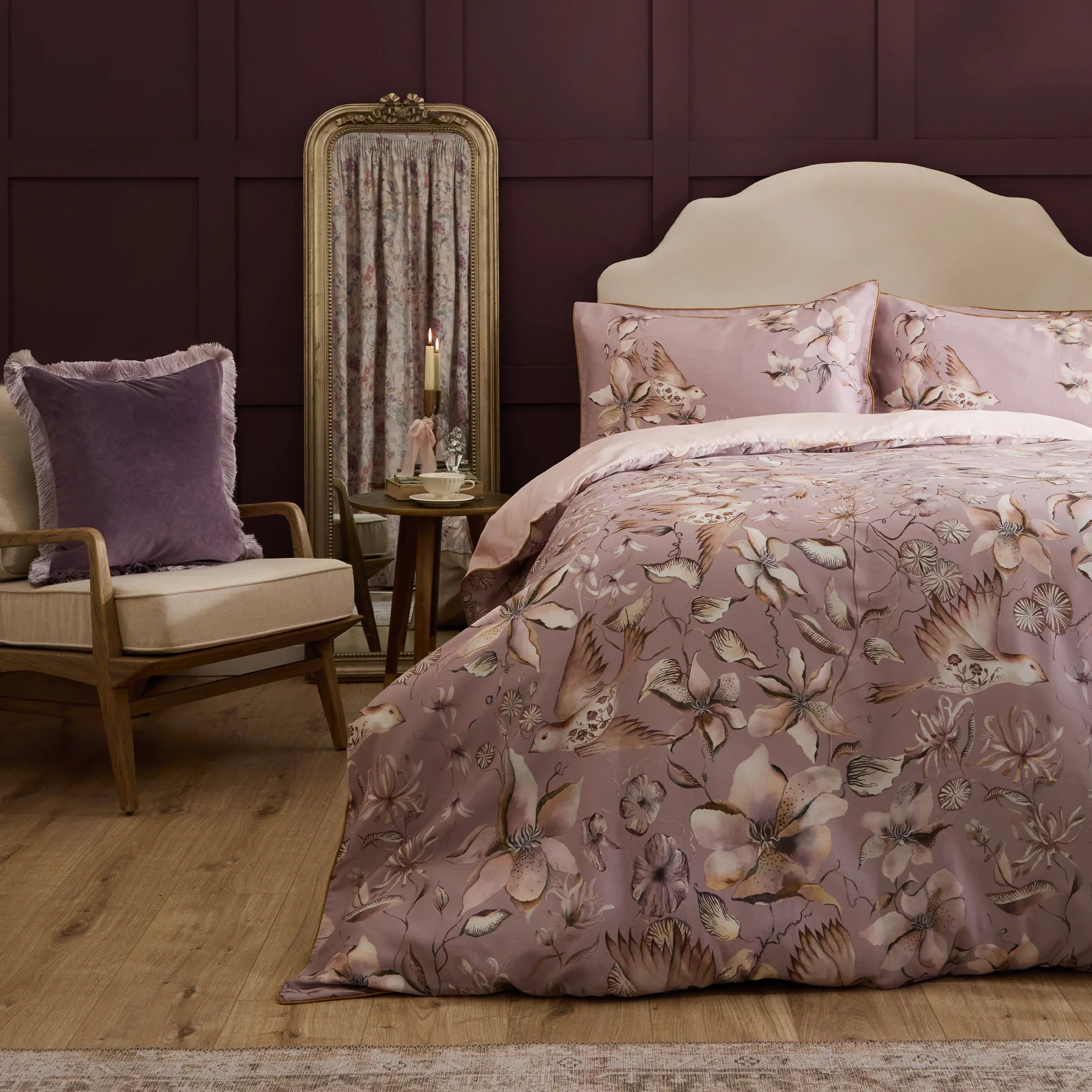 Voyage Maison (Riva Home) Voyage Maison Duvet Cover set FLOELLA PRINTED DUVET COVER SET IN PURPLE by Voyage Maison