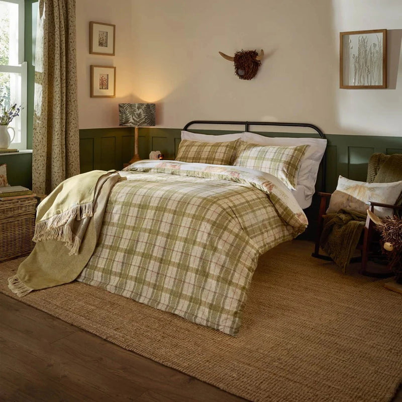 Highland Cattle 100% Cotton Reversible Duvet Cover Set Multicolour by Voyage Maison