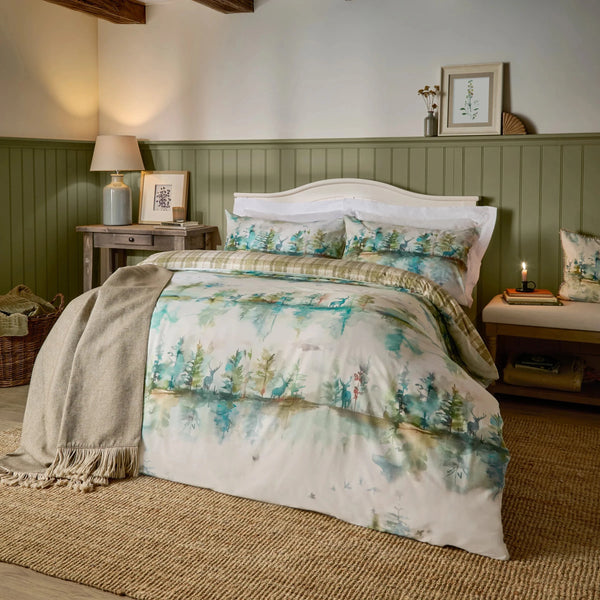 Wilderness 100% Cotton Reversible Duvet Cover Set Forest by Voyage Maison