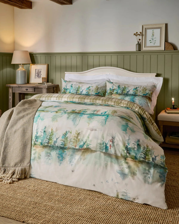 Wilderness 100% Cotton Reversible Duvet Cover Set Forest by Voyage Maison