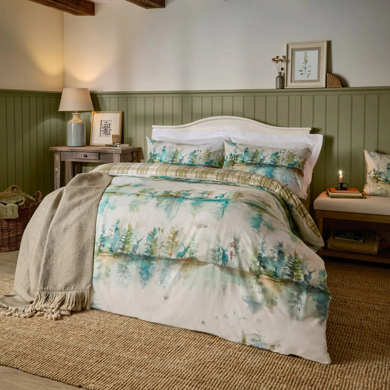 Wilderness 100% Cotton Reversible Duvet Cover Set Forest by Voyage Maison