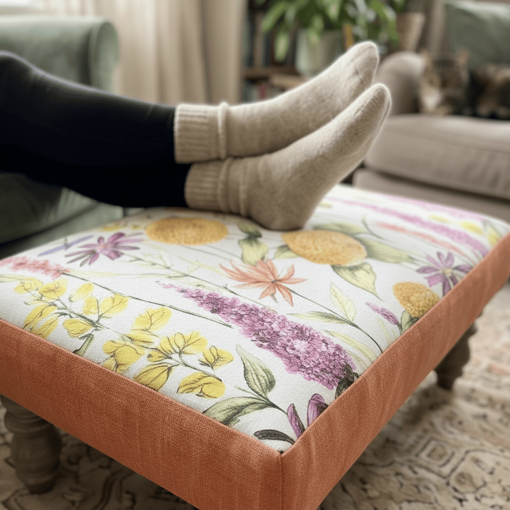 Voyage Maison (Riva Home) Voyage Maison Furniture CAPELLA FOOTSTOOL FLORABUNDA SPRING by Voyage Maison