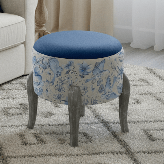 FLOELLA PRINTED FINN FOOTSTOOL DELFT BLUE by Voyage Maison