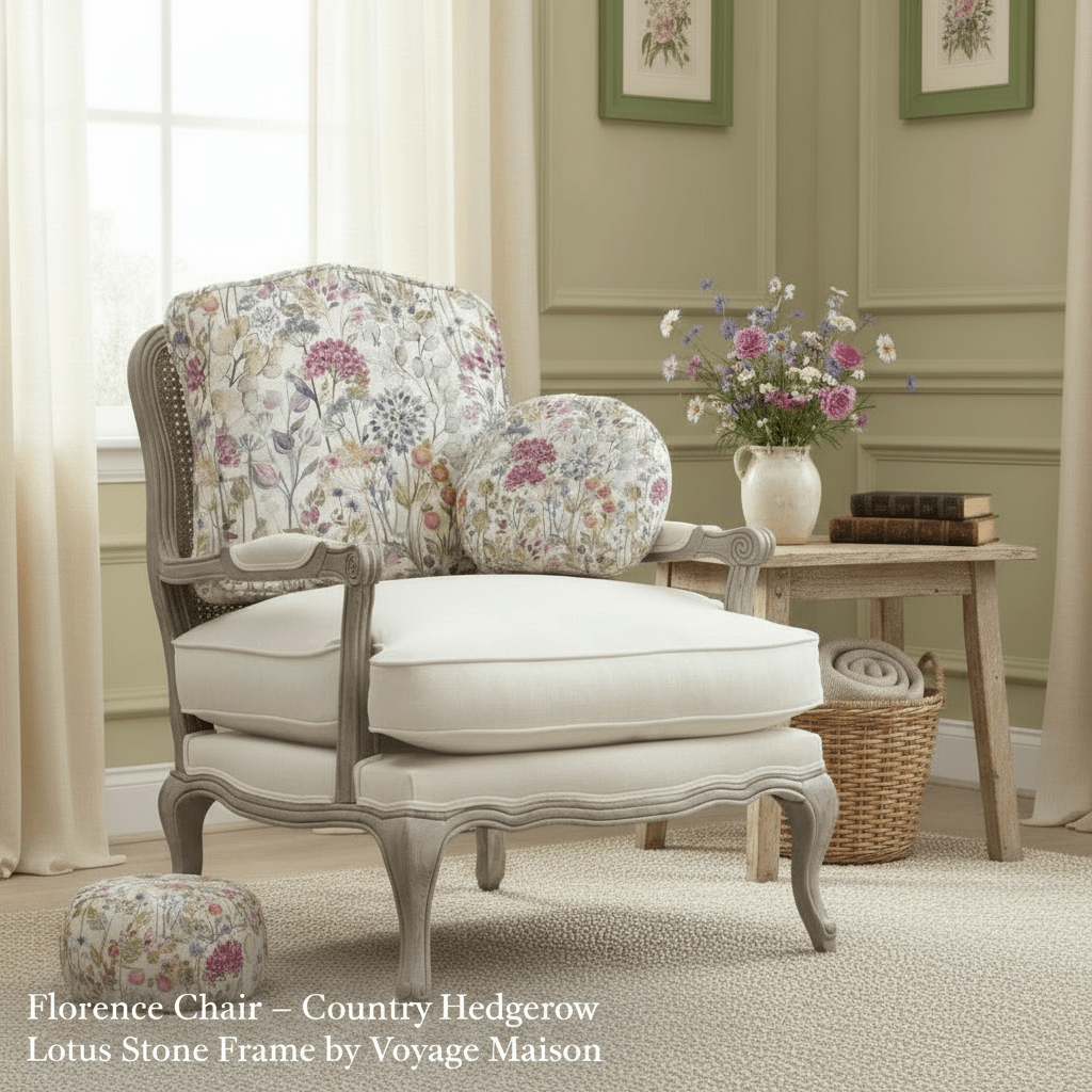 Voyage Maison (Riva Home) Voyage Maison Furniture Florence Chair – Country Hedgerow Lotus Stone Frame by Voyage Maison