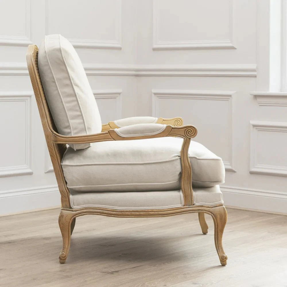 Voyage Maison (Riva Home) Voyage Maison Furniture Florence Chair – Oak Frame in Natural Linen by Voyage Maison