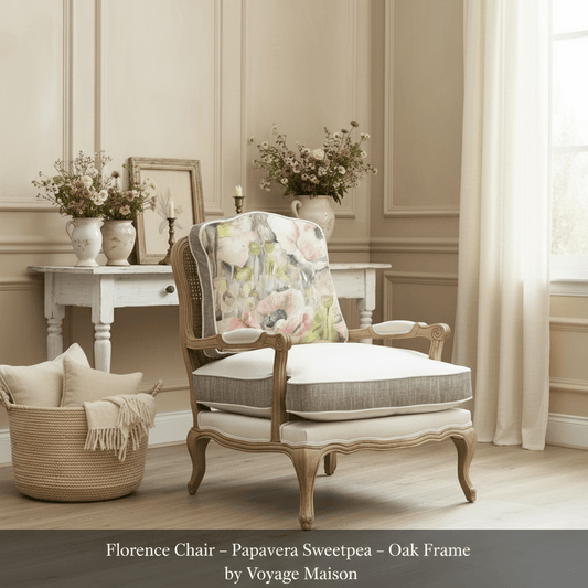 Voyage Maison (Riva Home) Voyage Maison Furniture Florence Chair – Papavera Sweetpea – Oak Frame by Voyage Maison