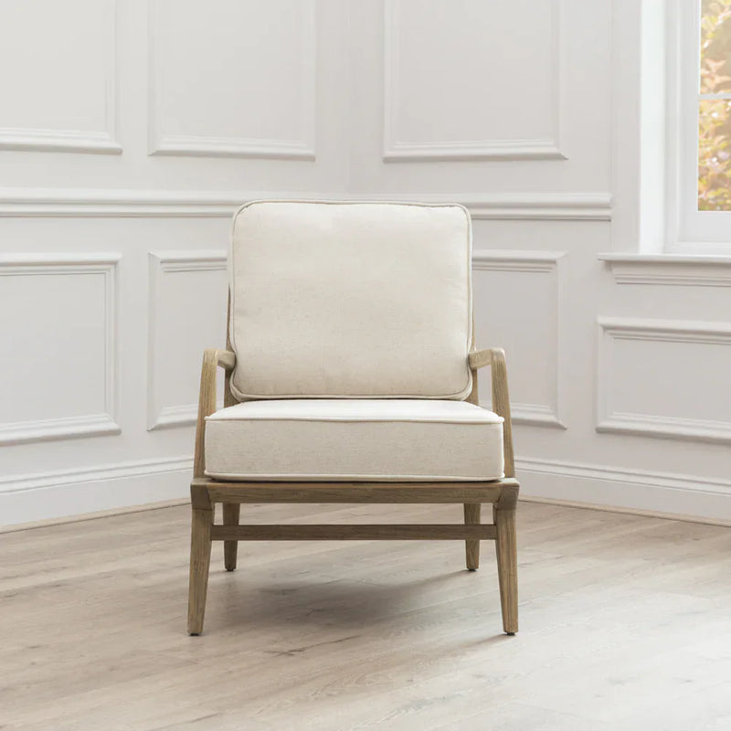 IDRIS CHAIR – LIGHT WARM WOOD & NATURAL LINEN by Voyage Maison