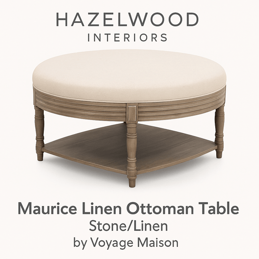 Voyage Maison (Riva Home) Voyage Maison Furniture Maurice Linen Ottoman Table  Stone/Linen by Voyage Maison