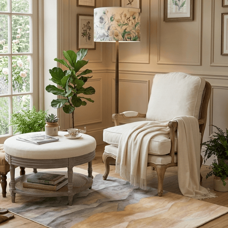 FLORENCE CHAIR OAK FRAME IN NATURAL LINEN by Voyage Maison