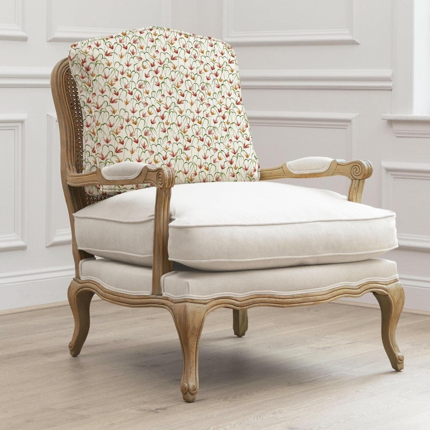 Voyage Maison (Riva Home) Voyage Maison Furniture Oak colour frame Voyage Maison Florence (Louis style) Chair in Fresia Linen (Frame colour Natural or Stone)