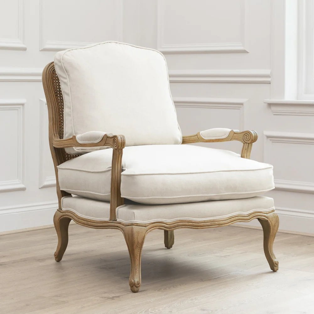 Voyage Maison (Riva Home) Voyage Maison Furniture Oak colour frame Voyage Maison Florence (Louis style) Chair in Natural Linen (Frame colour Natural or Stone)