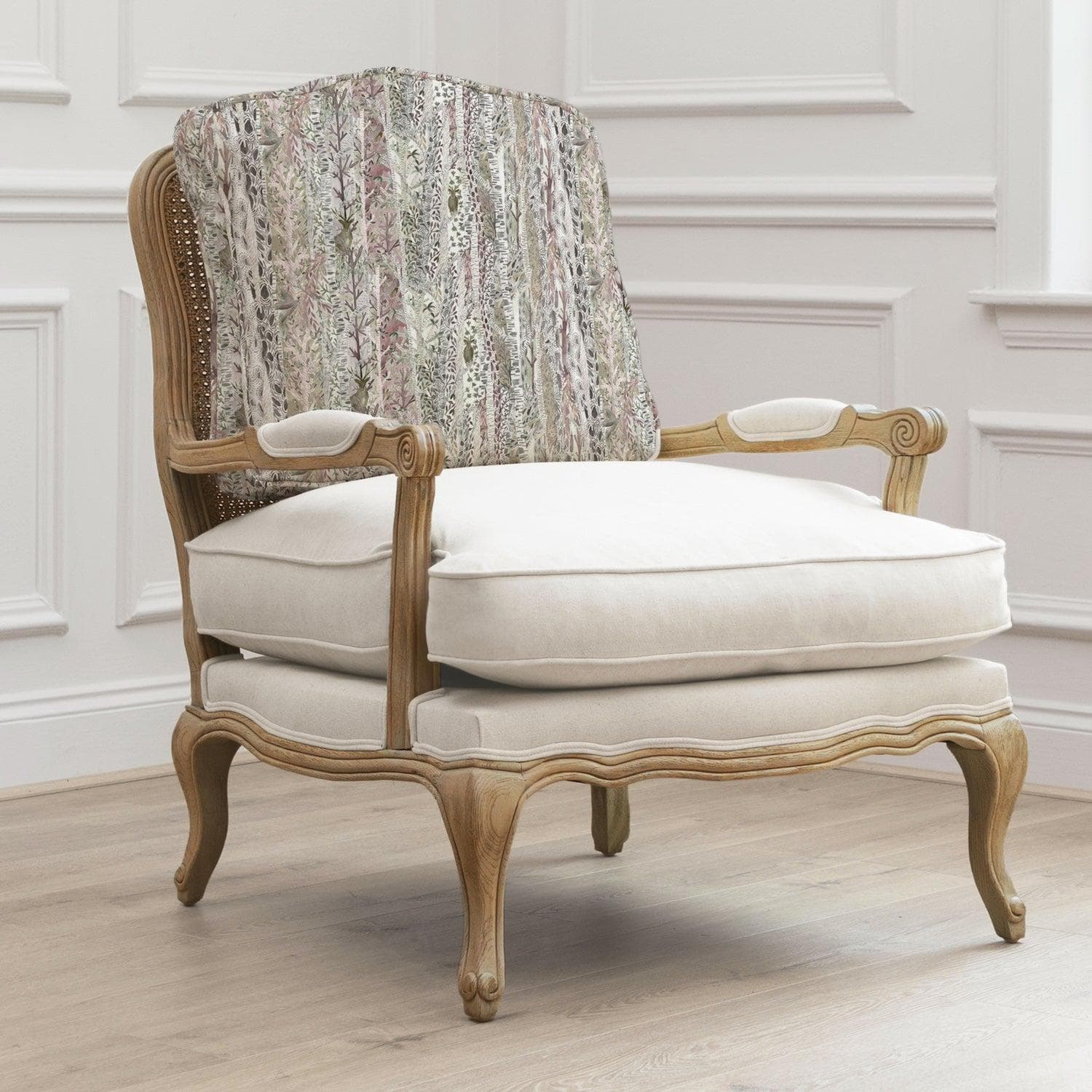 Voyage Maison (Riva Home) Voyage Maison Furniture Oak colour frame Voyage Maison Florence (Louis style) Chair in Whimsical Tale Willow (Frame colour Natural or Stone)