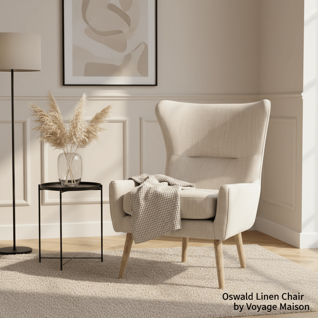 Voyage Maison (Riva Home) Voyage Maison Furniture Oswald Textured Woven Chair – Linen By Voyage Maison