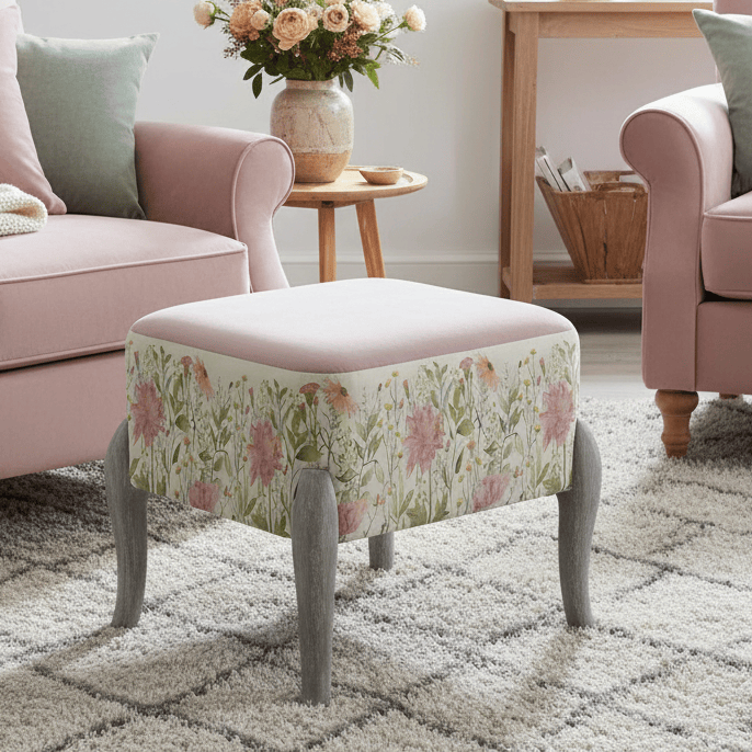 Voyage Maison (Riva Home) Voyage Maison Furniture RALF FOOTSTOOL IN DELAMERE BLOSSOM by Voyage Maison