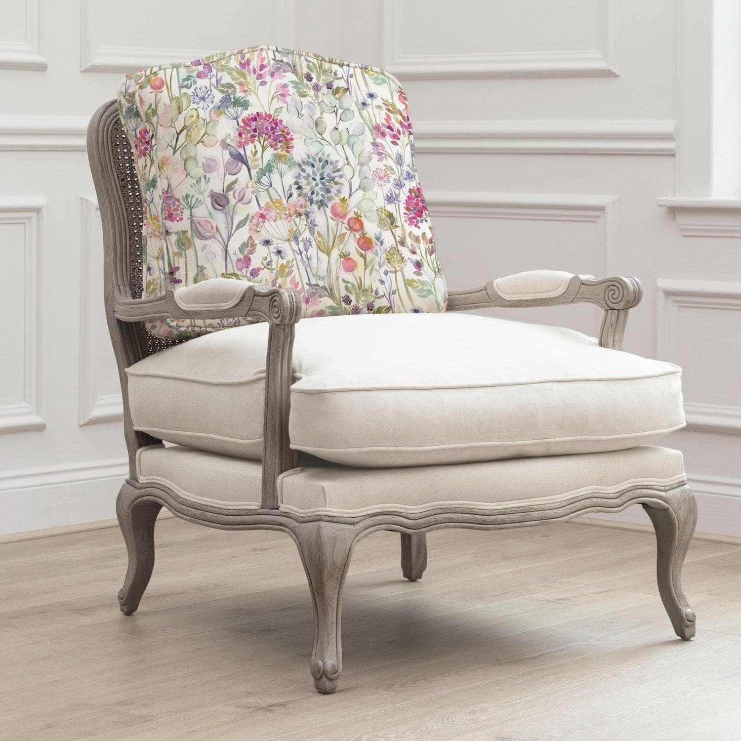 Voyage Maison (Riva Home) Voyage Maison Furniture Stone colour frame Voyage Maison Florence (Louis style) Chair in Country Hedgerow Lotus (Frame colour Natural or Stone)