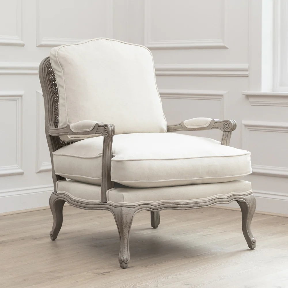 Voyage Maison (Riva Home) Voyage Maison Furniture Stone colour frame Voyage Maison Florence (Louis style) Chair in Natural Linen (Frame colour Natural or Stone)