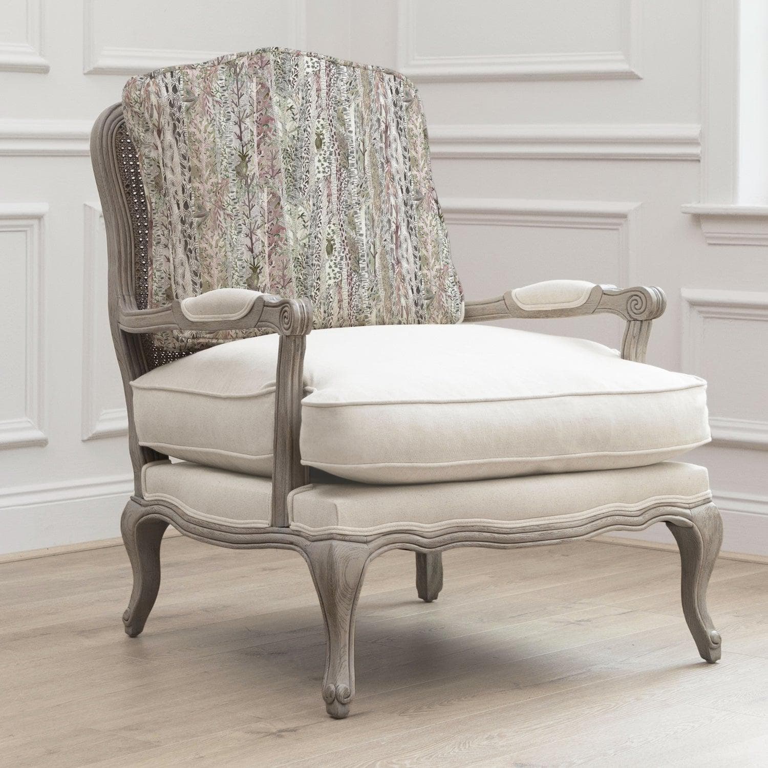 Voyage Maison (Riva Home) Voyage Maison Furniture Stone colour frame Voyage Maison Florence (Louis style) Chair in Whimsical Tale Willow (Frame colour Natural or Stone)