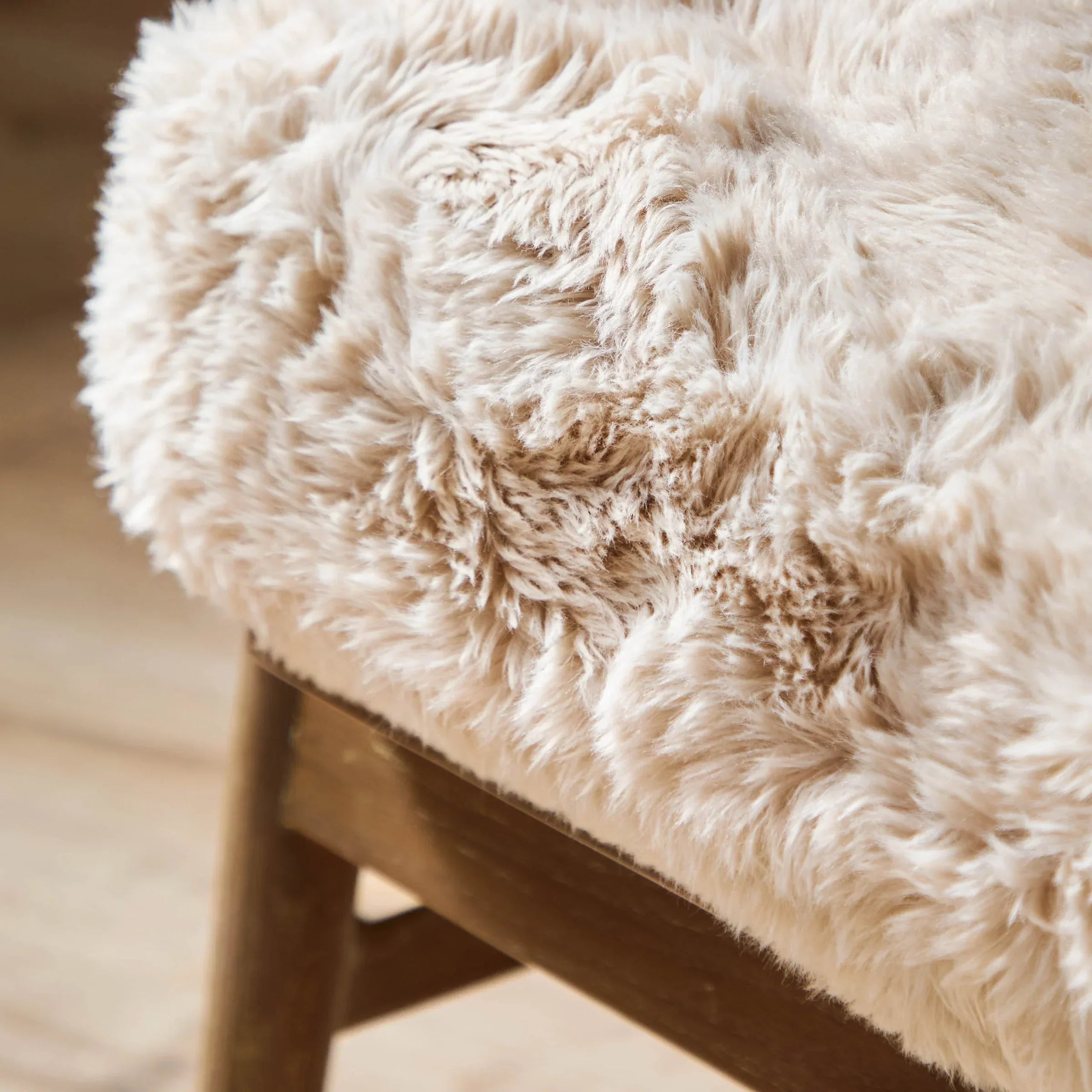 Voyage Maison (Riva Home) Voyage Maison Furniture Struan Faux Fur Armchair & Footstool Natural by Voyage Maison