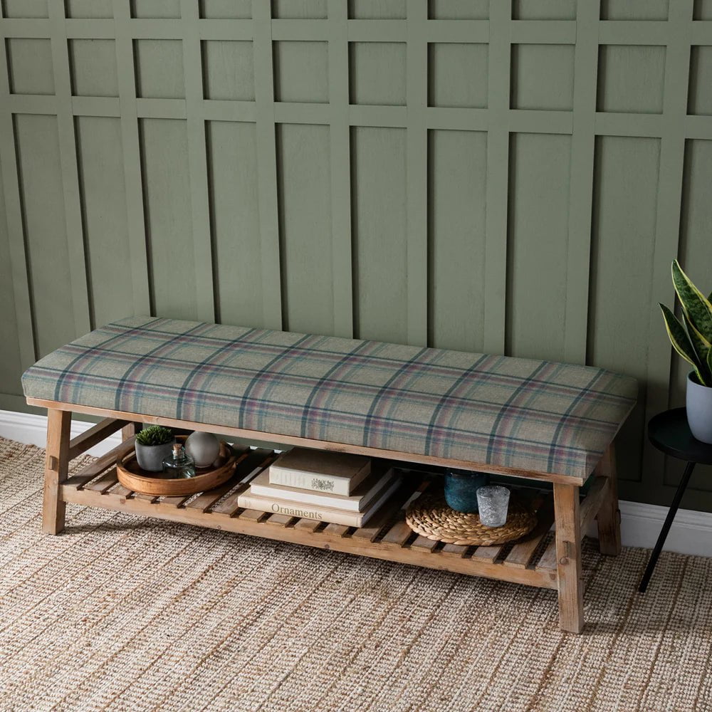 Voyage Maison (Riva Home) Voyage Maison Furniture Tavistock Tartan Heather Voyage Maison Rupert Bench in Tavistock Tartan Loganberry, Heather or Violet