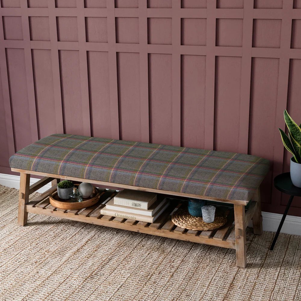 Voyage Maison (Riva Home) Voyage Maison Furniture Tavistock Tartan Violet Voyage Maison Rupert Bench in Tavistock Tartan Loganberry, Heather or Violet