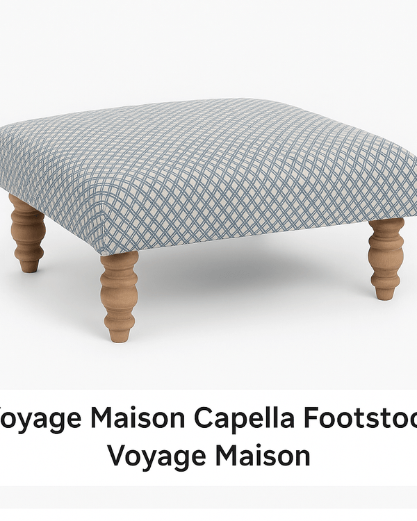 CAPELLA FOOTSTOOL
Blue & Off-White Jacquard | simply Hazel
by Voyage Maison