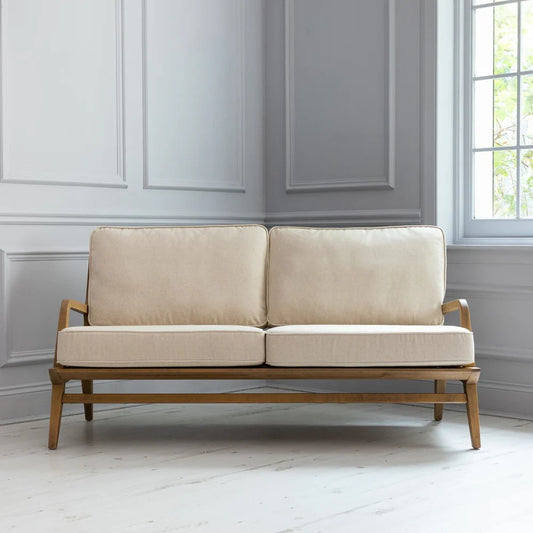 Voyage Maison (Riva Home) Voyage Maison Furniture Voyage Maison Idris 2-seater Sofa Chair in Warm Wood Natural Linen