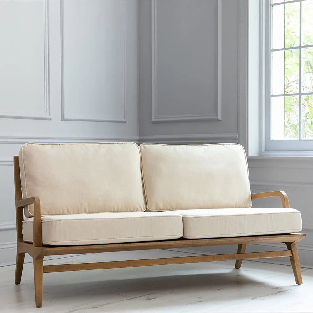 Voyage Maison (Riva Home) Voyage Maison Furniture Voyage Maison Idris 2-seater Sofa Chair in Warm Wood Natural Linen