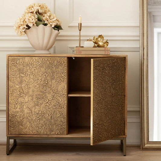 Voyage Maison (Riva Home) Voyage Maison Furniture Voyage Maison Isadora Embossed Cabinet Antique in Brass