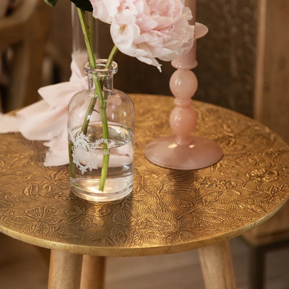 Voyage Maison (Riva Home) Voyage Maison Furniture Voyage Maison Isadora Embossed Side Table Antique in Brass