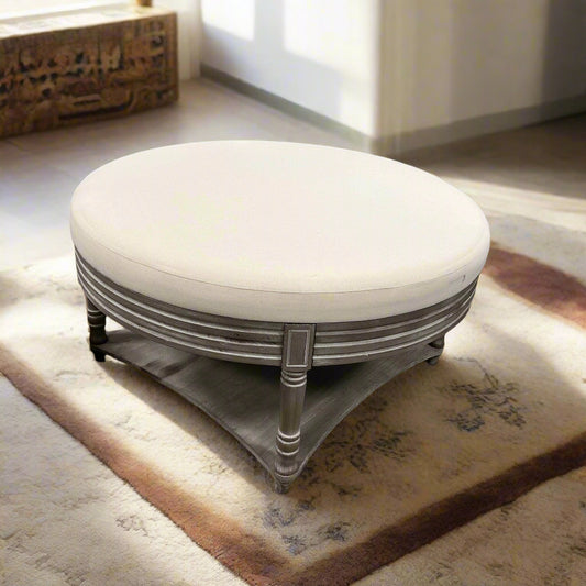 Voyage Maison (Riva Home) Voyage Maison Furniture Voyage Maison Maurice Linen Ottoman in Stone