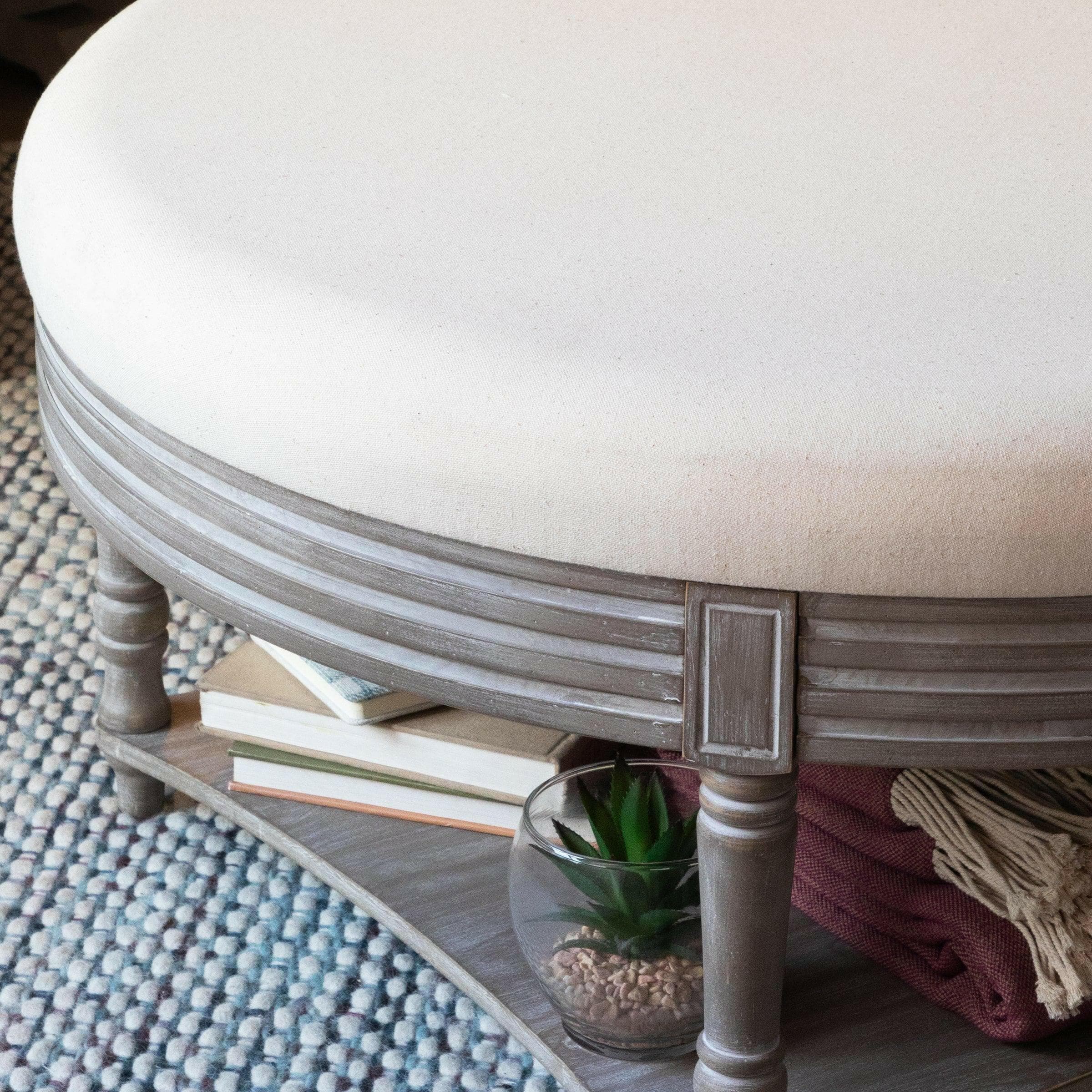 Voyage Maison (Riva Home) Voyage Maison Furniture Voyage Maison Maurice Linen Ottoman in Stone