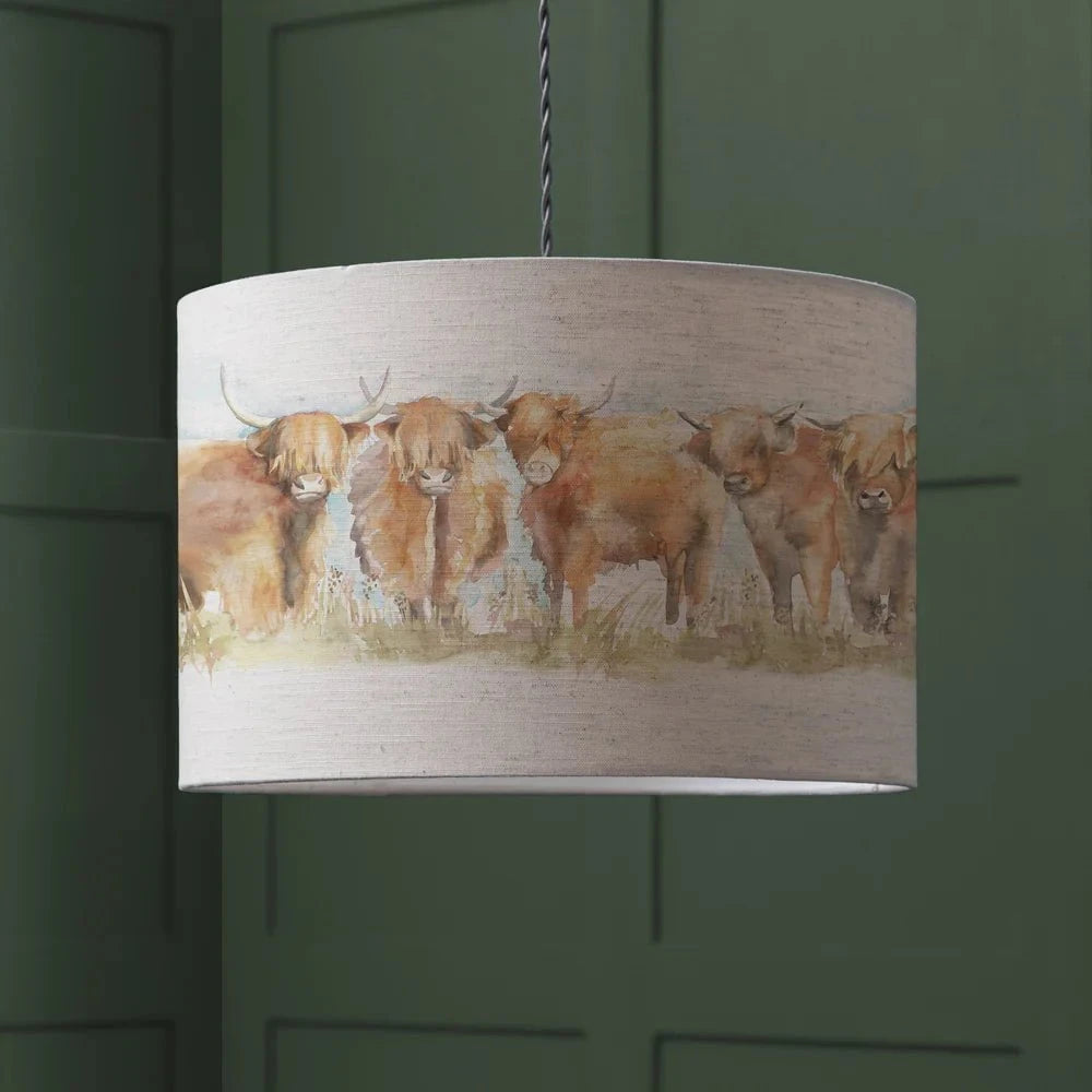 Voyage Maison (Riva Home) Voyage Maison Hand Rolled Shade Voyage Maison Highland Cattle Eva Lamp Shade Linen