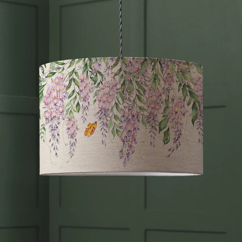Mariposa Large Hanging Eva Printed Lamp Shade in Cream by Voyage Maison