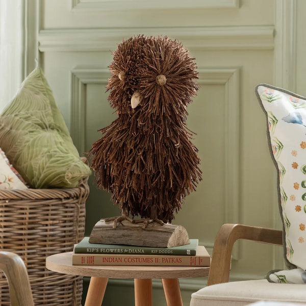 ALFRED STANDING OWL WOODEN SCULPTURE – BROWN by Voyage Maison