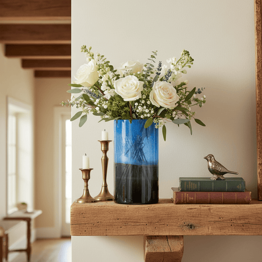 Voyage Maison (Riva Home) Voyage Maison Handmade Designer Art DWALIN HAND-BLOWN VASE – COBALT by Voyage Maison