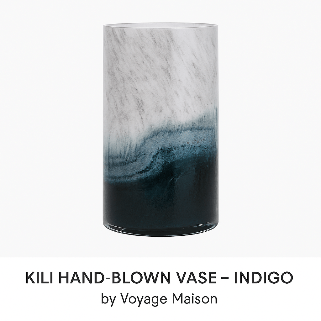 Voyage Maison (Riva Home) Voyage Maison Handmade Designer Art KILI HAND-BLOWN VASE – INDIGO by Voyage Maison