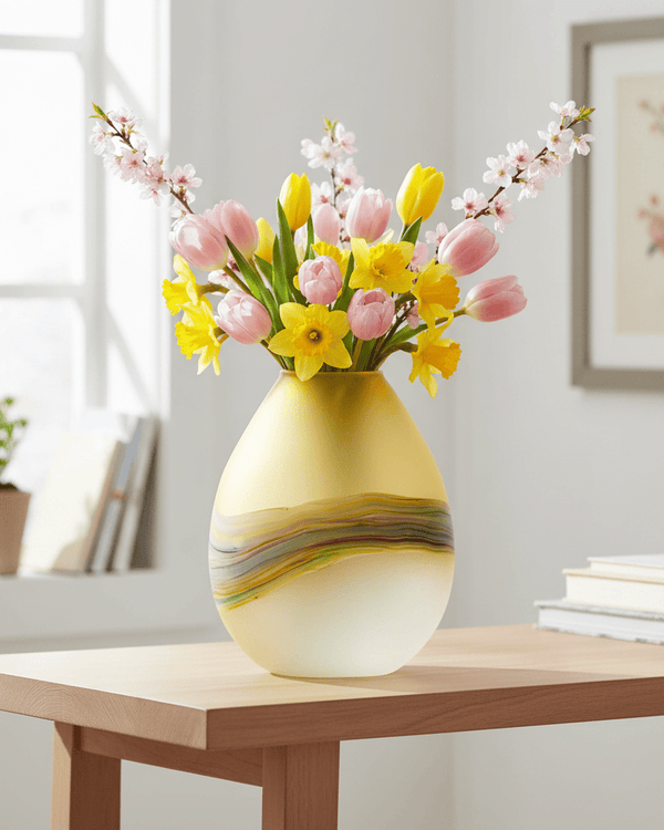 LUCIUS FROSTED HAND-BLOWN VASE – CITRINE by Voyage Maison