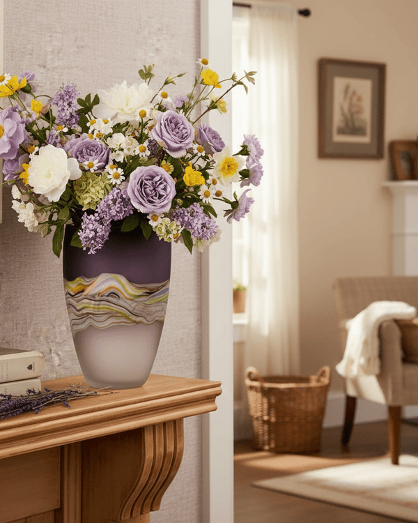 MARCELLUS HAND-BLOWN FROSTED VASE – AMETHYST by Voyage Maison
