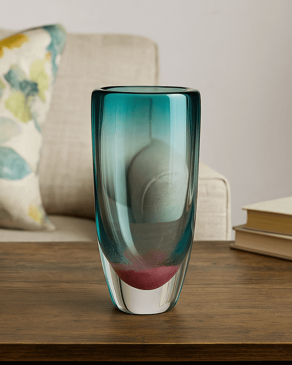 VIWA HAND-BLOWN VASE – GREEN/PINK  by Voyage Maison