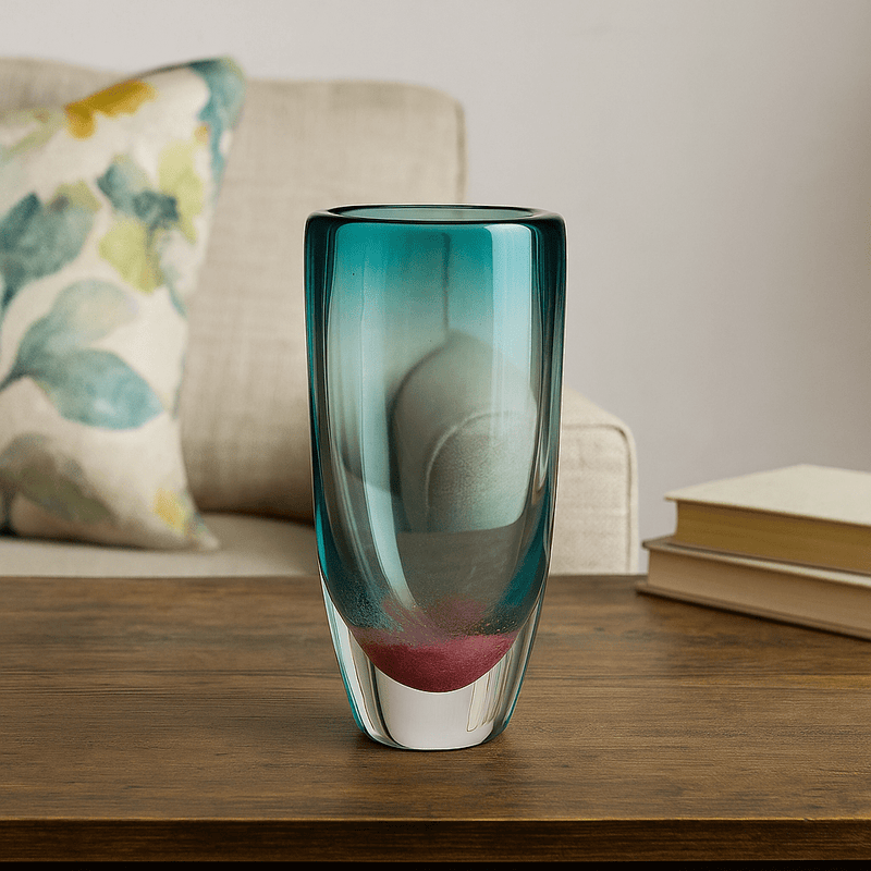 VIWA HAND-BLOWN VASE – GREEN/PINK  by Voyage Maison