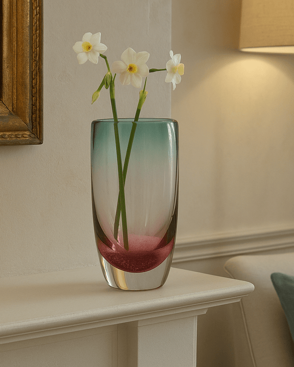 VIWA HAND-BLOWN VASE – GREEN/PINK  by Voyage Maison