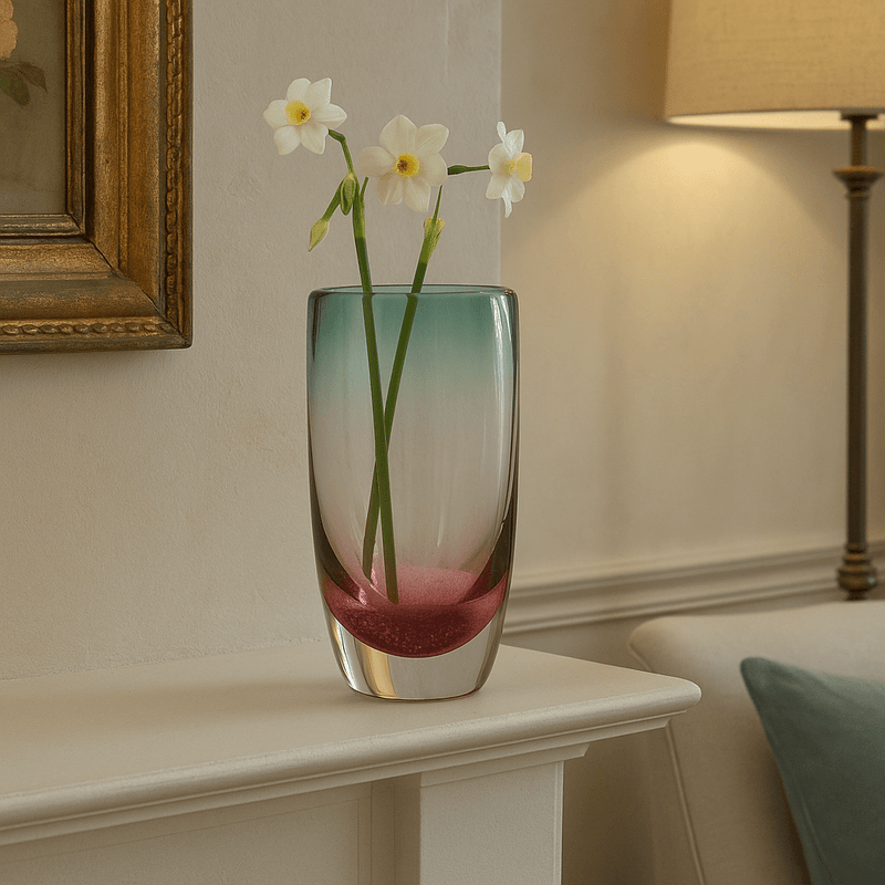 VIWA HAND-BLOWN VASE – GREEN/PINK  by Voyage Maison