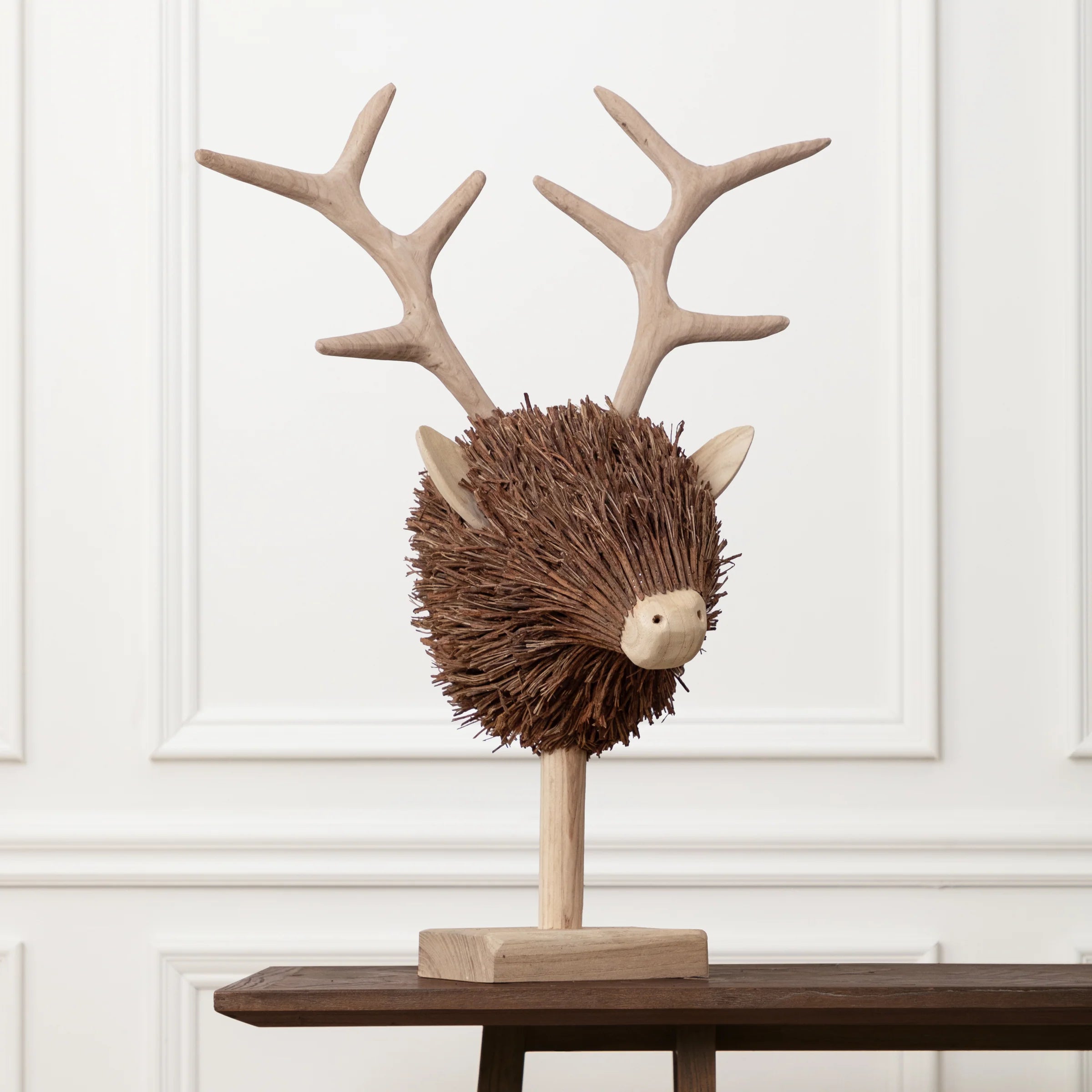 Voyage Maison (Riva Home) Voyage Maison Handmade Designer Art Voyage Maison Hand Crafted Stirling Stag Head Wooden Sculpture