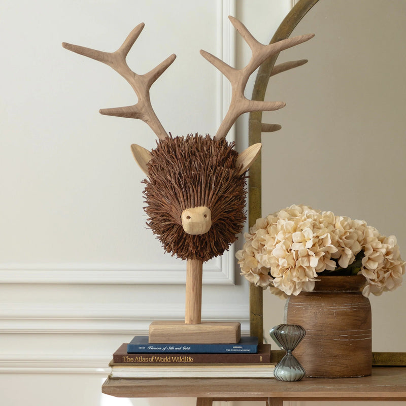 STIRLING STAG HEAD WOODEN SCULPTURE – BROWN by Voyage Maison